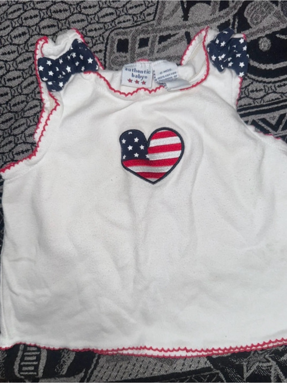 White Toddler Tank with Stars & Stripes Heart